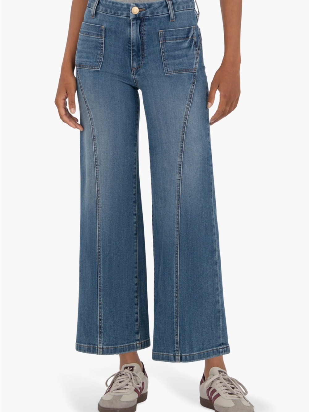 Kut from the Kloth Patch Pocket Mid Rise Ankle Wide Leg Jeans size 16